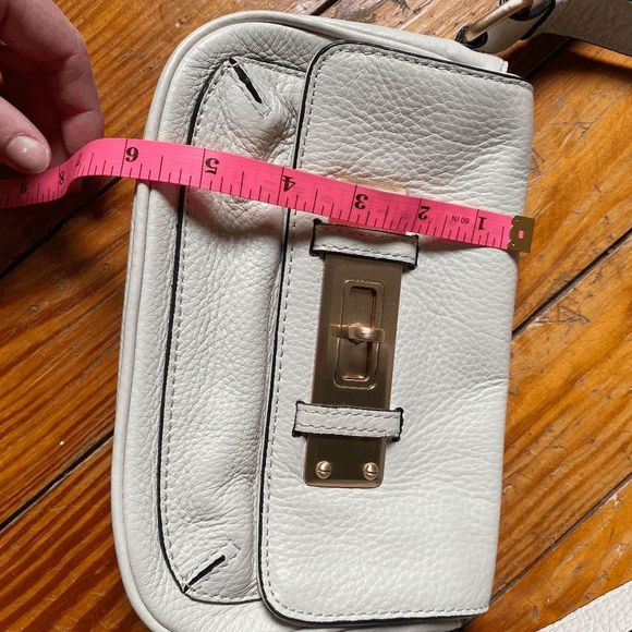 Talbots White Turn-Lock Pebbled Leather Shoulder Bag, MSRP $129 - Picture 6 of 11